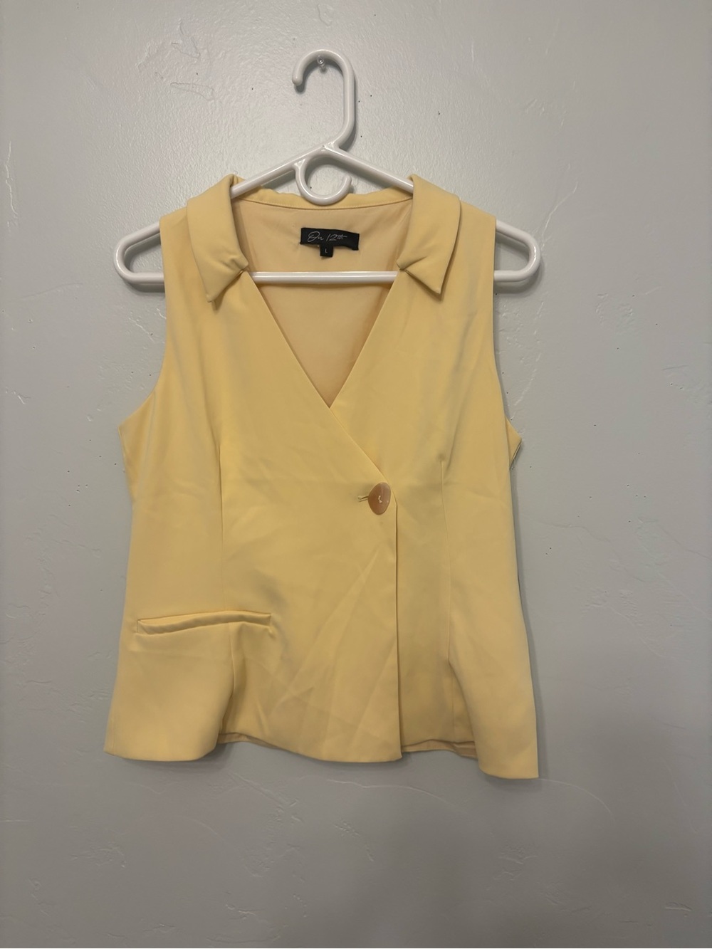 On 12th Yellow Asymmetric Tailored Vest Top NWT Size L